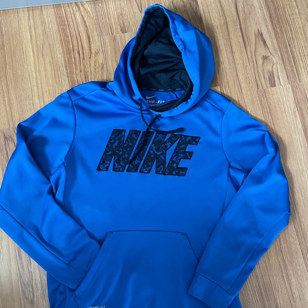 Mens NIKE royal blue logo hoodie sweatshirt